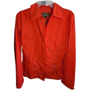 Ralph Lauren Red Utility Jacket Women’s Large Safari Field Coat Preppy Classic